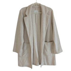 Dictionary Longline Cardigan Blazer Jacket Women's Large Wheat Pocket Soft Open